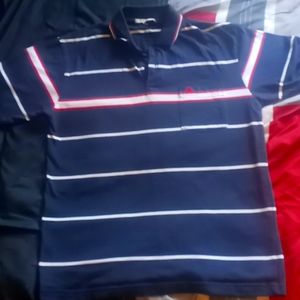 Burberry London Blue Striped Polo Shirt Mens XL